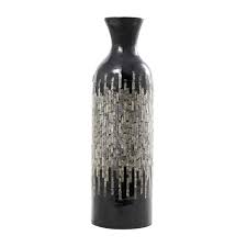 Litton Lane Black Handmade Capiz S Decorative Vase With Gray Ombre Design