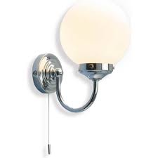 These days, modern bathroom wall lights typically fall in the category of mirror lighting, with closed acrylic lamp shades and a chrome frame, for example. Traditional Victorian Bathroom Wall Light With Pull Switch Ip44