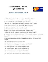 Download and print trivia bingo cards. Assorted Trivia Questions Trivia Champ