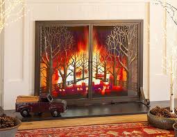 Raging Forest Fire Fireplace Screen