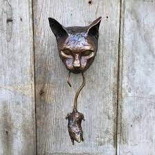 Cat Door Knocker Sculpture Ornament