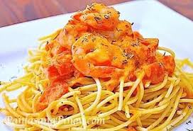 shrimp pasta in tomato cream cheese