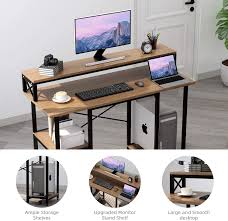 Portable laptop desks can also be good options and can be moved around to wherever they're needed. Buy Computer Desk With Shelves Writing Study Desk With Monitor Stand Shelf Bookshelves Cpu Stand Modern Study Table Stable Metal Frame Student Desk For Small Space Home Office Workstation Walnut Online In Turkey B08c35gwlw
