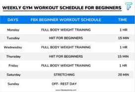 weekly gym workout schedule for