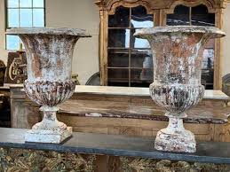 Pair Of French Cast Iron Garden Urns