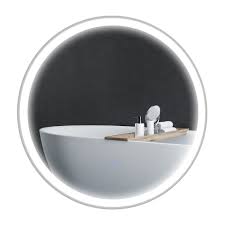kleankin round bathroom mirror with led