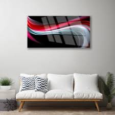 Glass Wall Art Abstraction Art Red Grey