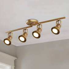 Ksana Gold Led Track Lighting Adjustable Modern Ceiling Spotlight 4 Lights Kitchen Track Lighting Amazon Com