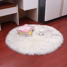 plush round carpet sheepskin pink