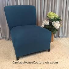 Slipcover Teal Suede Chair Cover For