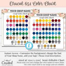 Oracal 651 Color Chart Custom Color Chart Vinyl Color Chart Vinyl Color Samples Add Your Shop Name Color Chart For Etsy Shop
