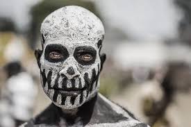 white and black skull face paint