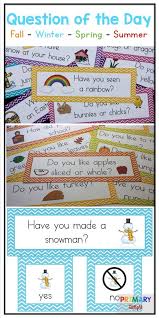 Question Of The Day Bundle Four Seasons Pocket Chart Cards