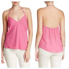 Anthropologie Pink Bishop Young Drape Front Crossover Halter Tank Top Cami Size 12 L 66 Off Retail