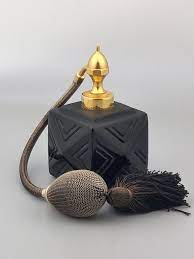 Art Deco Black Glass Perfume Bottle