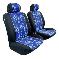 Camo Blue Neoprene Seat Covers Front