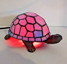 Brass Turtle Tortoise Lamp Stained