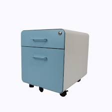 2 drawers mobile file cabinet blue