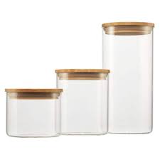 Glass And Bamboo Canister Set
