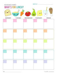 Menu Calendar Template Family Menu Planner Template Free Template