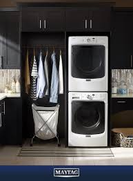 A stackable washer and dryer offers a unique way to fit a laundry appliance combo into a tight space. Behold The Tower Of Dependability When It Comes To Laundry Day Maytag Stacks Up Laundry Room Storage Laundry Room Storage Shelves Stackable Washer