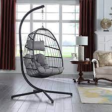 The egg gray velvet chair is an upholstered work of art that beckons for a respite. Amazon Com Xiao Wei Egg Chair Aluminum Frame Swing Chair Indoor Outdoor Living Room Bedroom Hanging Egg Chair Patio Wicker Hanging Chair Hammock Chair With Stand And Uv Resistant Cushion 350 Pound Weight