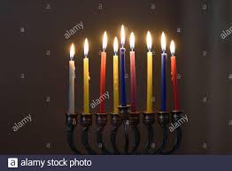 Jewish Holiday Hanukkah Background With Menorah And Colorful