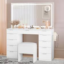 makeup vanity table set with large led