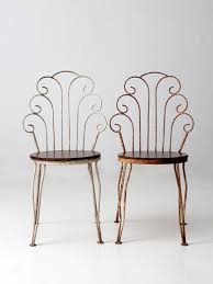 Vintage Wrought Iron Patio Chairs Pair