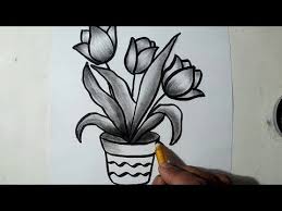 Start off by drawing a flower pot shape. How To Draw A Flower Pot Charcoal Drawing And Shading Youtube In 2021 Flower Drawing Flower Pot Art Flower Pots