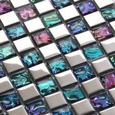plated mosaic glass tiles backsplash