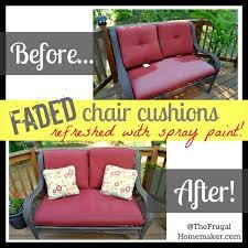 faded chair cushions refreshed with