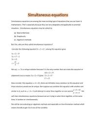 solving simultaneous equations csec