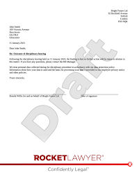 misconduct outcome letter template