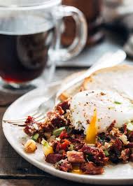 corned beef hash and eggs striped spatula