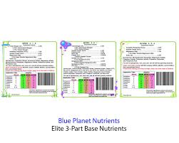 Blue Planet Nutrients Elite 3 Part Base Nutrients For Plants 128 Oz Jugs Gallon Indoor Outdoor Soil Hydroponic Coco Coir Soil Less Aero Gardens