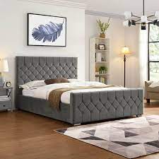 galway grey fabric bed frame
