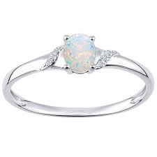 sparkld 9ct white gold oval opal and 0