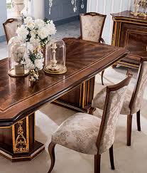 The bixby dining room evokes a traditional feel with nailhead trim seat cushions, shaped legs, and wheat back chair. Dining Room Arredoclassic