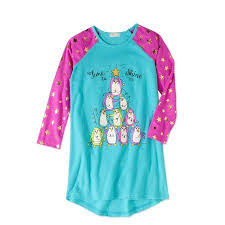 Komar Kids Girls Penguin Sleep Gown Size 10 12 Blue