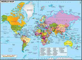 world map political and physical map