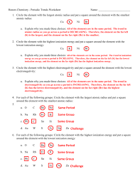 periodic trends worksheet answers