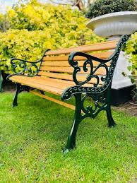 Fully Red Cast Iron Garden Bench