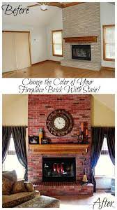 Brick Stained Brick Fireplace
