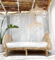 Curved Rattan Daybed Sofa Couch Lounger