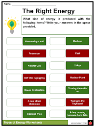types of energy facts worksheets