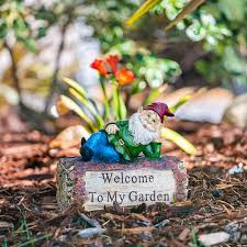 Outdoor Garden Gnome And Welcome Sign