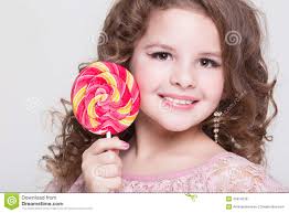 Funny Child Eat Candy Lollipop Little Girl Eating Sweets