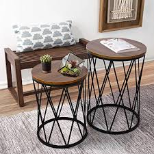 $46.99 ($23.50 per item) 5215. Amzdeal Nesting Coffee Table With Storage Stacking Side Table For Living Room Modern End Table With Metal Basket And Removable Wood Top Set Of 2 15 75 Dia X22 45 Pricepulse
