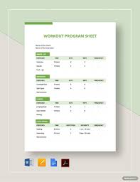 workout program sheet template